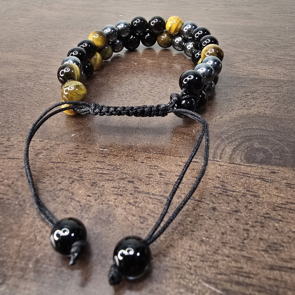 Tigers Eye, Obsidian, and Hematite Crystal Bracelet - Picture 5 of 14